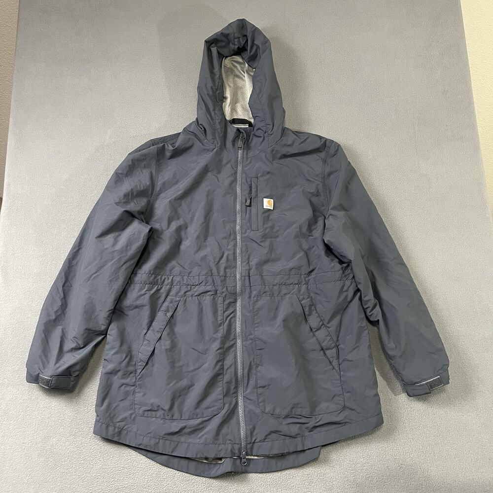 Carhartt Jacket Womens Size 2XL Gray Rain Defender Hooded Full Zip Outdoors